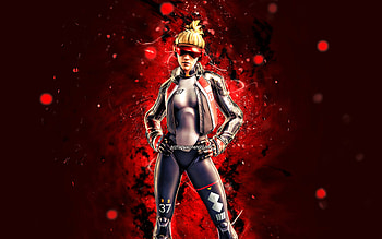 Versa, , red neon lights, Fortnite Battle Royale, Fortnite characters, Versa Skin, Fortnite, Versa Fortnite HD wallpaper
