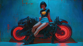 Cyberpunk Girl On Neon Motorcycle, cyberpunk, girl, neon, motorcycle, artist, artwork, art, digital-art, ai, deviantart HD wallpaper