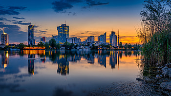 Cities, Rivers, City, Building, Reflection, Evening HD wallpaper