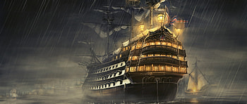 Ship, night, sail, storm HD wallpaper
