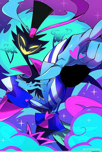 Asmodeus, electric blue, magenta, helluva boss, ozzie HD phone wallpaper