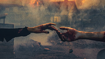 Burn And Our Last Meet, couple, love, blood, artist, artwork, digital-art HD wallpaper