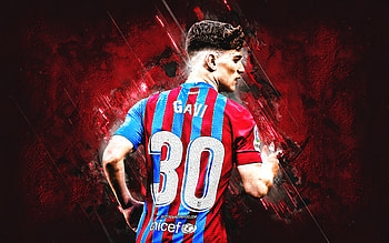 Gavi, FC Barcelona, Pablo Martin Paez Gavira, burgundy stone background, football, La Liga, Spain, grunge art HD wallpaper