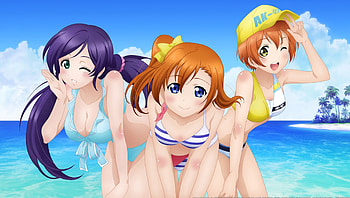 Love Live Girls, bikini, beach, summer, music, anime, love, girls, idol, manga, friends HD wallpaper