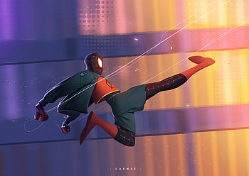 Spider Man Flying Kick, spiderman, superheroes, artwork, digital-art, art, artstation HD wallpaper