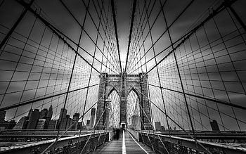 Monochrome, Brooklyn Bridge HD wallpaper
