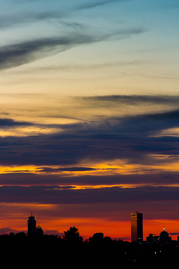 Sunset, Sky, City, Building, Dark, Skyscrapers HD phone wallpaper