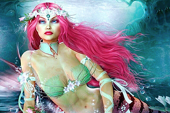 Dreamy Mermaid, mermaid, fantasy, Magical, red hair, beautiful, dreamy, lovely HD wallpaper