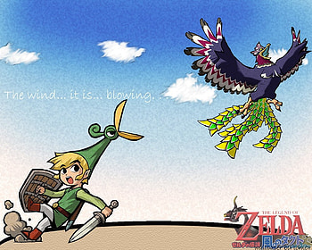 The wind...It is blowing, toon link, bird, windwaker, wind, air, zelda, video games, ezlo, sky HD wallpaper