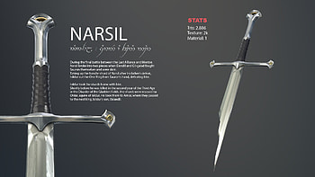 Narsil Sword, Michael Ruthner's artwork, Detailed craftsmanship, Sword of legends HD wallpaper