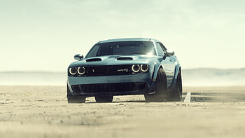 2023 Dodge Challenger SRT Hellcat In Desert, dodge-challenger-srt-hellcat-widebody, dodge-challenger, dodge, cars, 2023-cars, behance HD wallpaper