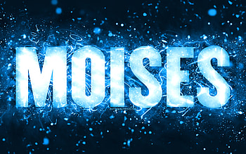 Happy Birtay Moises, , blue neon lights, Moises name, creative, Moises Happy Birtay, Moises Birtay, popular american male names, with Moises name, Moises HD wallpaper