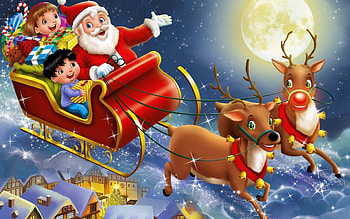 Santa, beautiful, children, Christmas HD wallpaper