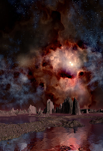 Universe, Space, Gas Clouds, Lunar Landscape HD phone wallpaper