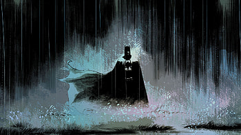 Batman, art, rain, dark HD wallpaper