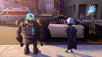 Megamind Movie Showdown Scene, movie, Megamind vs. The Doom Syndicate HD wallpaper