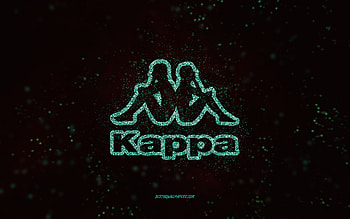 Kappa glitter logo, , black background, Kappa logo, turquoise glitter art, Kappa, creative art, Kappa turquoise glitter logo HD wallpaper