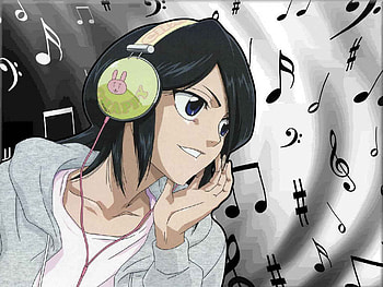Rukia - Music to my ears, bleach, rukia kuchiki, heads, cute, rukia HD wallpaper