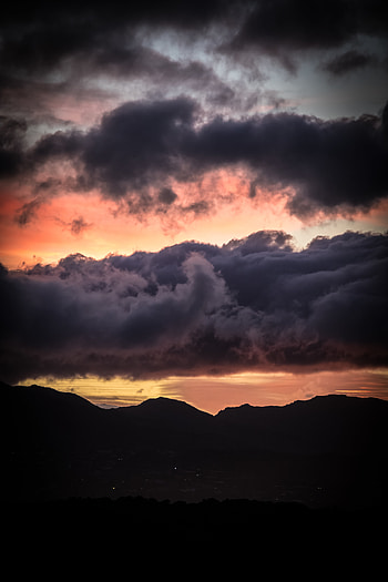 Nature, Sunset, Sky, Mountains, Clouds, Hills HD phone wallpaper