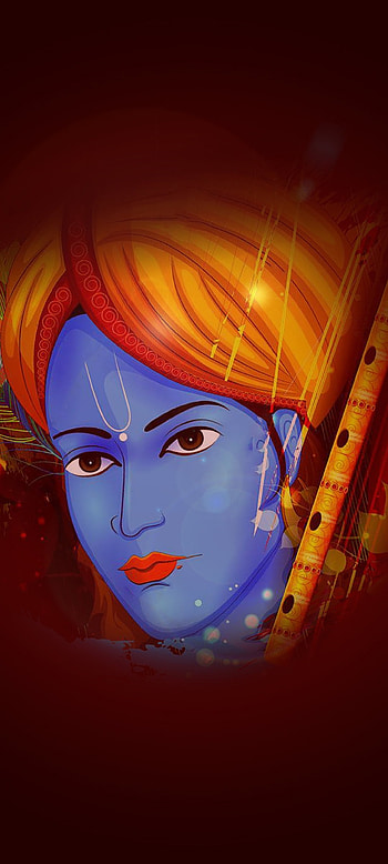 Shree Krishna, head, orange, beautiful, hindu, lord Krishna, God HD phone wallpaper