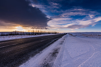 Winter, Nature, Sky, Snow, Horizon, Road HD wallpaper