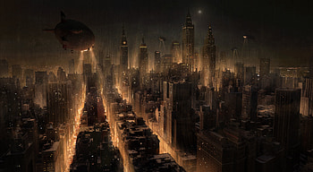 Gotham skyline, Artwork HD wallpaper