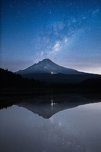 Nature, Twilight, Mountain, Lake, Reflection, Starry Sky, Dusk HD phone wallpaper