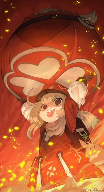 Klee being psychotic, red HD phone wallpaper