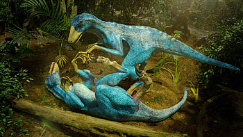 Two brothers blue velociraptor, ZBrush model, Digital sculpting, Dinosaur character HD wallpaper