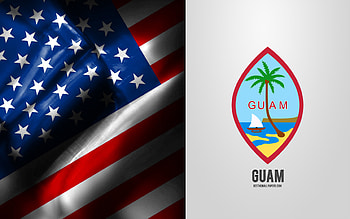 Seal of Guam, USA Flag, Guam emblem, Guam coat of arms, Guam badge, American flag, Guam, USA HD wallpaper