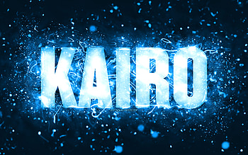 Happy Birtay Kairo, , blue neon lights, Kairo name, creative, Kairo Happy Birtay, Kairo Birtay, popular american male names, with Kairo name, Kairo HD wallpaper