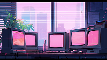 Retro CRT Monitor Array, computer monitor, CRT Monitor, workspace, Digital Art HD wallpaper
