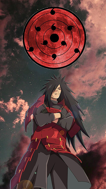 Madara, naruto, red, sky, sharingan, uchiha, ninja, shippuden HD phone wallpaper