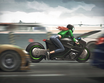 Biker Girl, artist, artwork, digital-art, artstation HD wallpaper