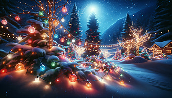 Enchanting Winter Holiday Lights, holiday lights, Christmas, winter, light, snow HD wallpaper