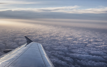 Spanish Skies, wing, reflection, sunlight, skies, airplane, nature, cover, cloud HD wallpaper