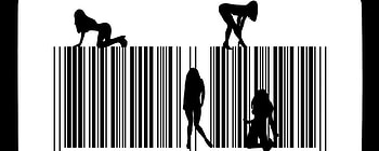 bar code, white, girls, black, lines HD wallpaper