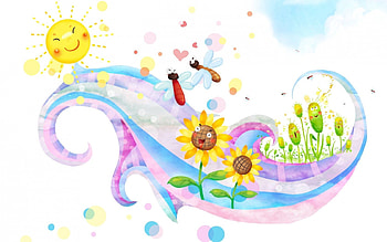 Abstract, Butterflies, Flowers, Sun, Smile, Smiles, Curl, Baby HD wallpaper
