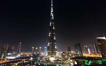 Burj Khalifa, Nighttime beauty, Captured by grapher, Vienna artist HD wallpaper