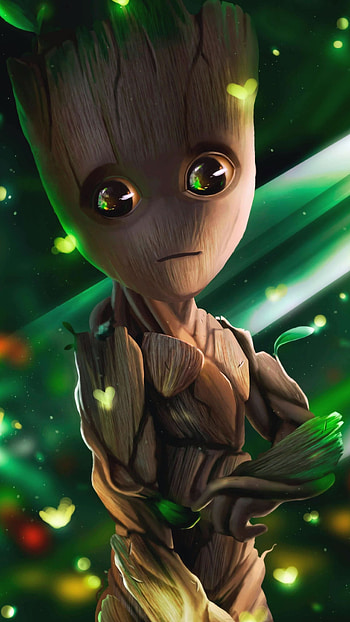 Marvel superhero, Baby Groot, Adorable character, Guardians of the Galaxy HD phone wallpaper