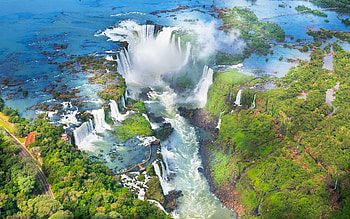 Aerial view, Iguazu Falls HD wallpaper