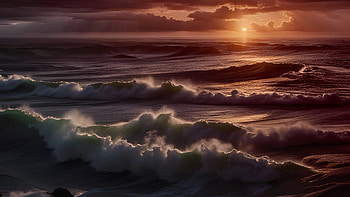 Sunset Coast -, artistic, AI Art HD wallpaper