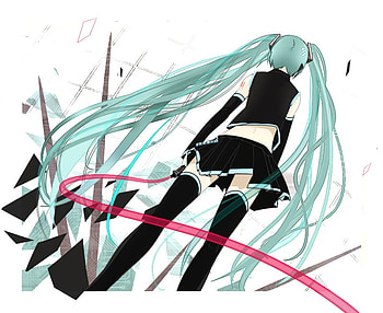 Miku Hatsune, anime, hatsune miku, green hair, vocaloid, long hair, female HD wallpaper