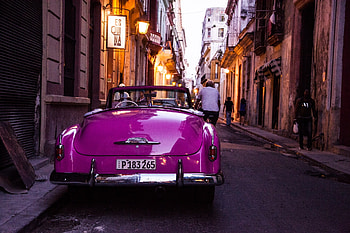 Pink car, pink, cars, street, road, sports, convertable HD wallpaper