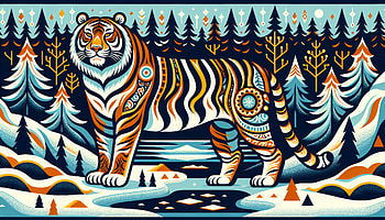 Majestic Siberian Tiger, siberian tiger, tiger, illustration, forest, Wildlife HD wallpaper
