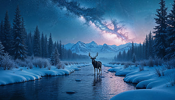 Stag Beneath the Milky Way — Ultra, deer HD wallpaper