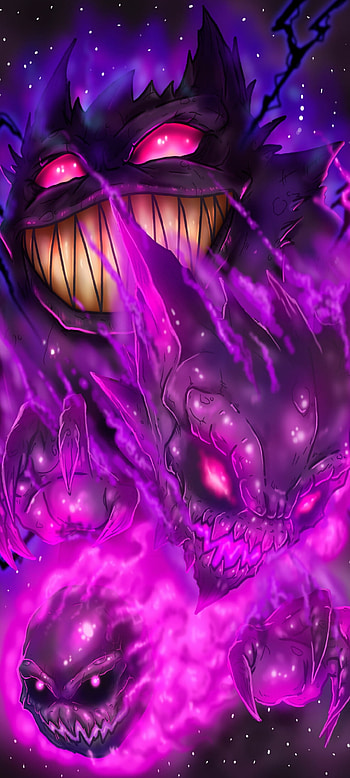 pokemon, 3, purple smoke, gastly, gengar, haunter, purple, evolutions, ghost type pokemon HD phone wallpaper