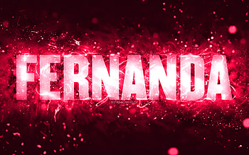 Happy Birtay Fernanda, , pink neon lights, Fernanda name, creative, Fernanda Happy Birtay, Fernanda Birtay, popular american female names, with Fernanda name, Fernanda HD wallpaper