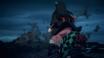Nezuko vs Daki, Nezuko Kamado, Tanjiro Kamado, Demon Slayer: Kimetsu no Yaiba, Anime HD wallpaper