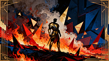 — Ember Sentinel: Geometric Inferno, Knight, Warrior, Hero HD wallpaper